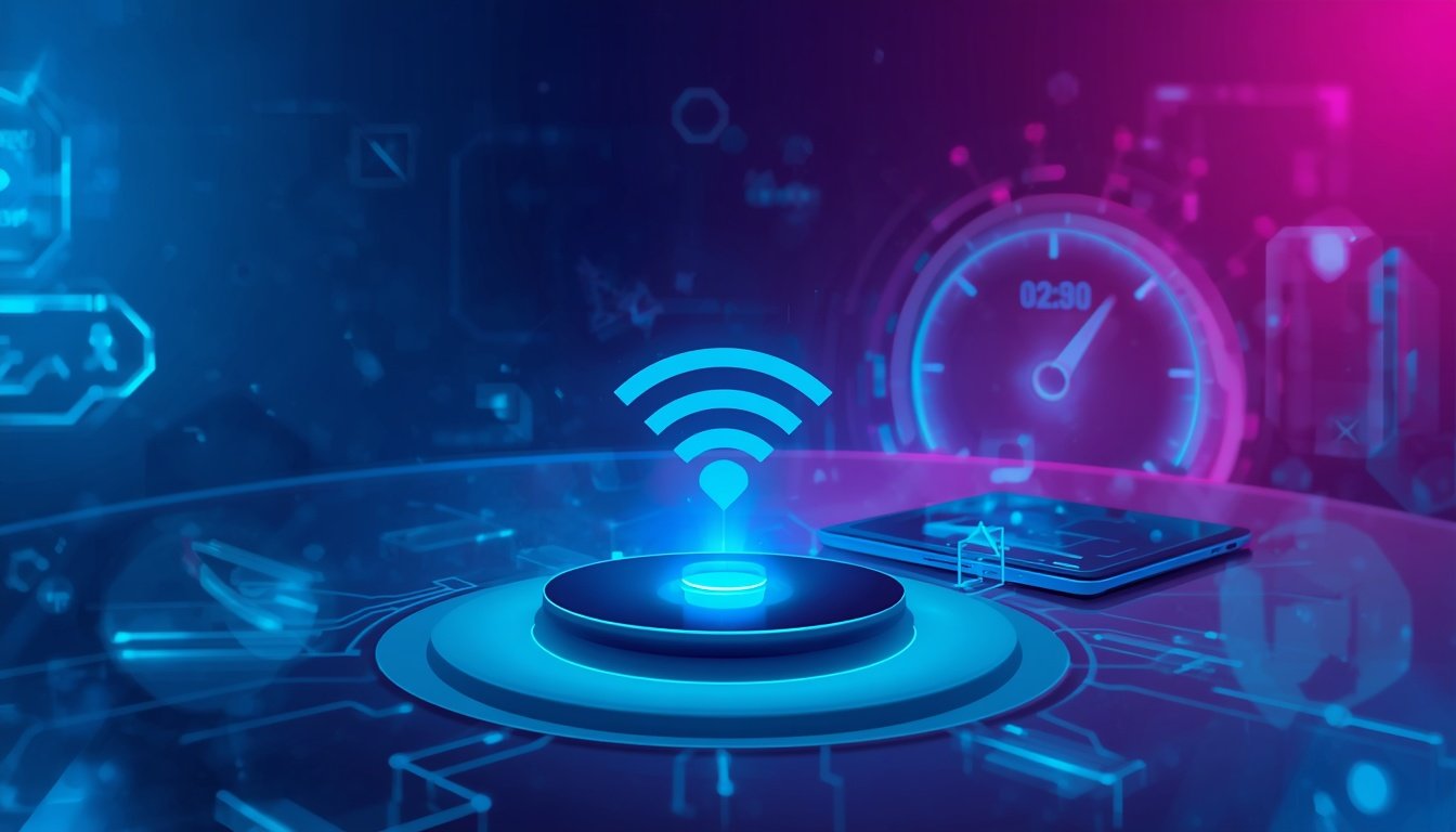 Illustration showing a smartphone sharing Wi-Fi hotspot data with a laptop and tablet